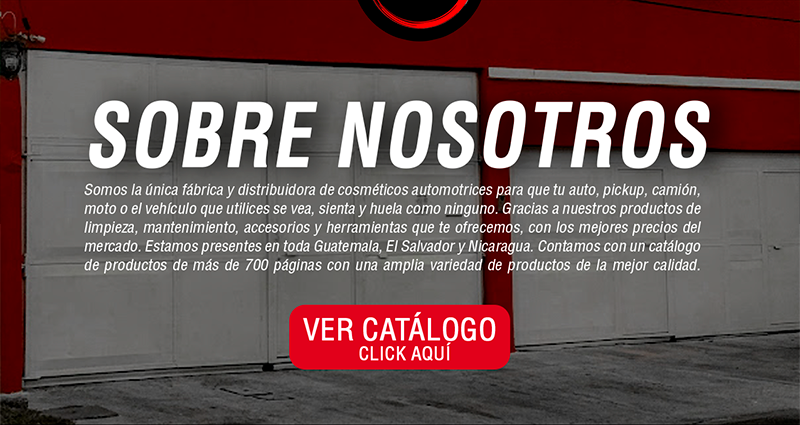 Nice Depot, Big Nice, Sobre Nosotros, somos la única fábrica y distribuidora de cosméticos automotrices para que tu auto pickup, camión, moto o vehículo que utilices se vea, sienta y huela como ninguno. Gracias a nuestros productos de limpieza, mantenimiento, accesorios y herramientas que te ofrecemos, con los mejores precios del mercado. Estamos presentes en toda Guatemala, El Salvador y Nicaragua. Contamos con un catálogo de productos de más de 700 páginas con una amplia variedad de productos de la mejor calidad.