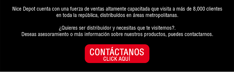 Nice Depot, Big Nice, cuenta con una fuerza de ventas altamente capacitada que visita a más de 8,000 clientes en toda la república, distribuidos en areas metropolitanas. Quieres ser distribuidor y necesitas que te visitemos? Deseas asesoramiento o más información sobre nuestros productos? puedes contactarnos.